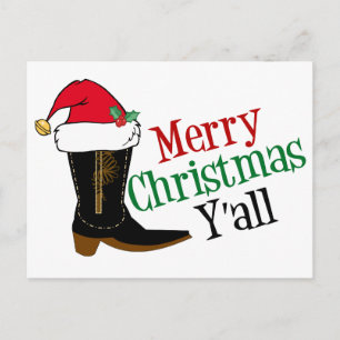 Funny Cowboy Merry Christmas Yall Feiertagspostkarte
