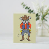 Funny Cowboy Mouse Postkarte (Stehend Vorderseite)