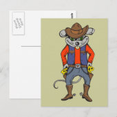 Funny Cowboy Mouse Postkarte (Vorne/Hinten)