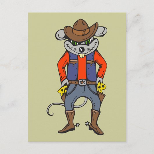Funny Cowboy Mouse Postkarte (Vorderseite)