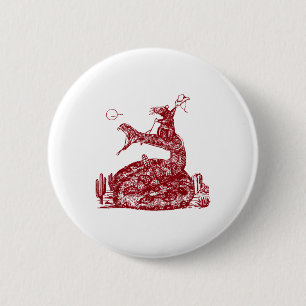 Funny Cowboy Mouse Riding Schlange Western Button