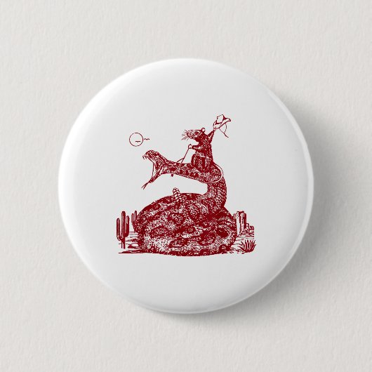 Funny Cowboy Mouse Riding Schlange Western Button (Vorderseite)