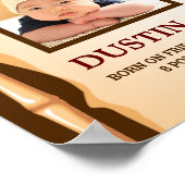 Funny Cowboy Photo Wanted Baby Birth Stats Poster (Ecke)