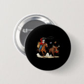 Funny Cowboy Santa Christmas Holiday Western Style Button (Vorne & Hinten)