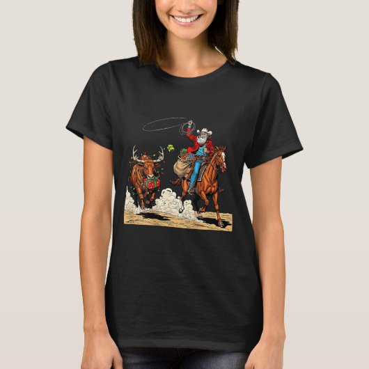 Funny Cowboy Santa Christmas Holiday Western Style T-Shirt (Vorderseite)