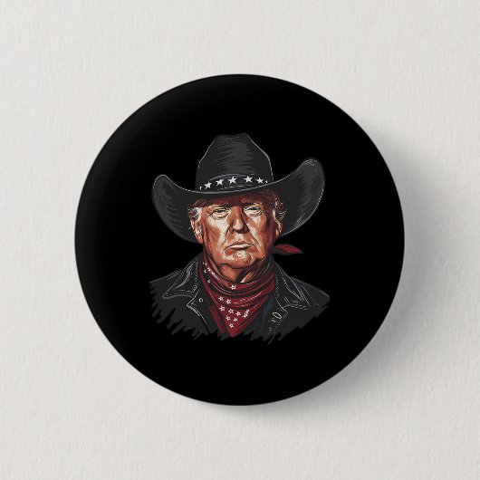 Funny Cowboy Western Donald Trump US Flag 2024 Ele Button (Vorderseite)