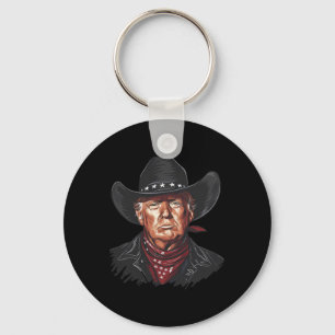 Funny Cowboy Western Donald Trump US Flag 2024 Ele Schlüsselanhänger