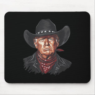 Funny Cowboy Western Donald Trump US Flag 2024 Mousepad