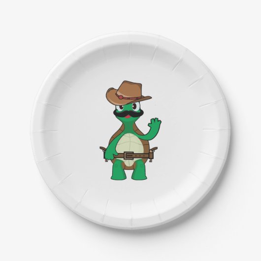 Funny Cowboyschildkröte Pappteller (Vorderseite)