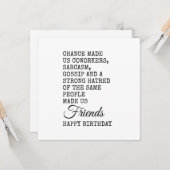 Funny Coworker Birthday Card - Sarcasm Karte (Vorderseite/Rückseite Beispiel)