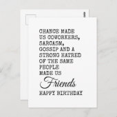 Funny Coworker Birthday Card - Sarcasm Postkarte (Vorne/Hinten)