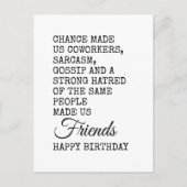 Funny Coworker Birthday Card - Sarcasm Postkarte (Vorderseite)