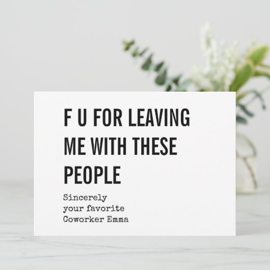 Funny Coworker Goodbye Retirement Card Einladung (Stehend Vorderseite)