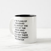 Funny Coworker, Mai die Fleas von Tausend Kamelen Zweifarbige Tasse (Vorderseite Links)