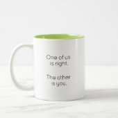 Funny Coworker right Falsch Trendy Typografie Zweifarbige Tasse (Links)