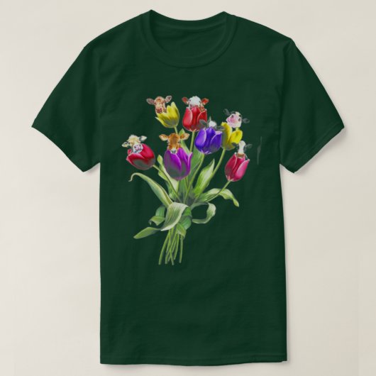 Funny Cows Tulip Blume Frühlingsbaum Hippie T-Shirt (Design vorne)