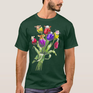 Funny Cows Tulip Blume Frühlingsbaum Hippie T-Shirt
