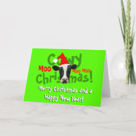 Funny Cowy Christmas Santa Cow Feiertagskarte