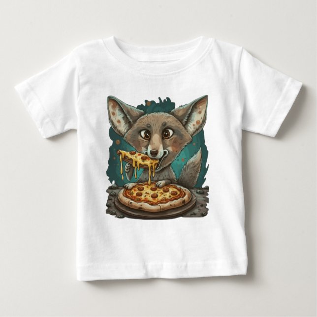 Funny Coyote Eßpizza Baby T-shirt (Vorderseite)