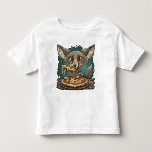 Funny Coyote Eßpizza Kleinkind T-shirt (Vorderseite)