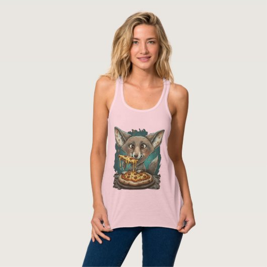 Funny Coyote Eßpizza Tank Top (Vorderseite Vollansicht)