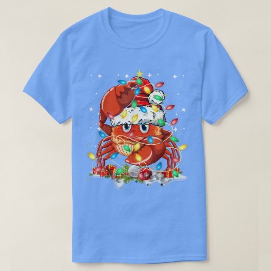 Funny Crab Christmas Tree Lights T-Shirt (Design vorne)