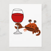 Funny Crab Drinks Weinkultur Postkarte (Vorderseite)