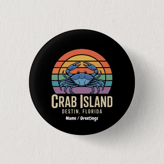 Funny Crab Funny Island Destin FL Cool Button (Vorderseite)