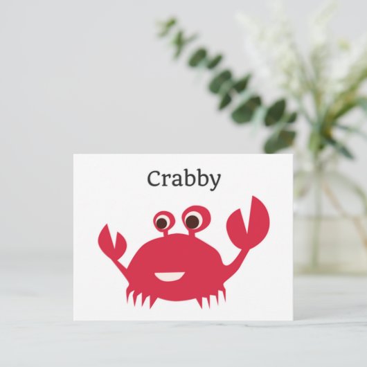 Funny Crab Grumpy Postcard Postkarte (Stehend Vorderseite)