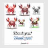 Funny crabs and Thank you Aufkleber (Blatt)