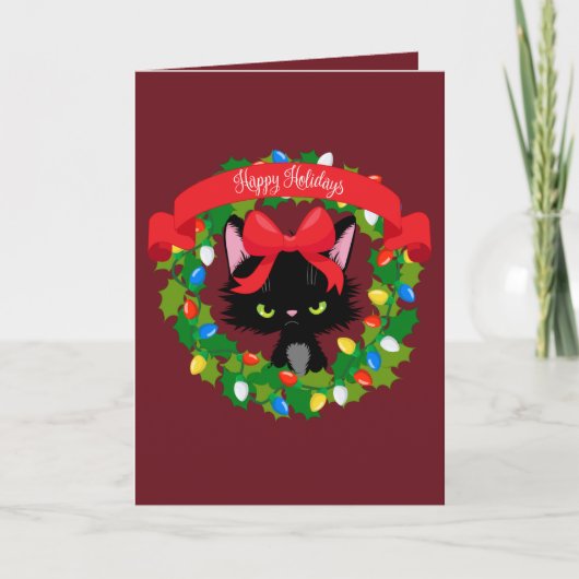 Funny Cranky Cat Christmas Karte (Vorderseite)