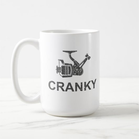 Funny Cranky Fishing Reel Pun Tasse Spaß Fischer (Links)