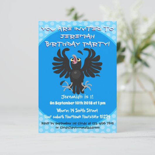 Funny Crave Rabe Cartoon Illustration Einladung (Stehend Vorderseite)