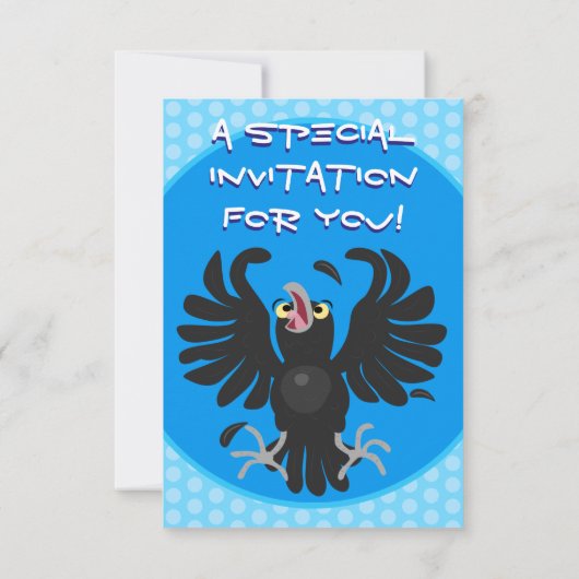 Funny Crave Rabe Cartoon Illustration Einladung (Rückseite)