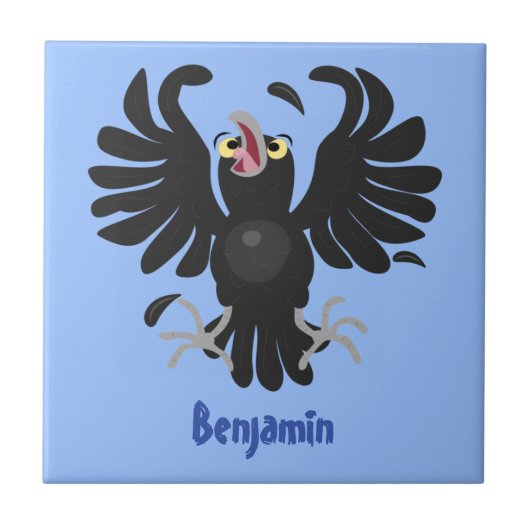 Funny Crave Rabe Cartoon Illustration Fliese (Vorderseite)