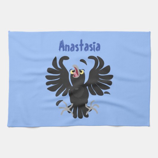 Funny Crave Rabe Cartoon Illustration Geschirrtuch (Horizontal)