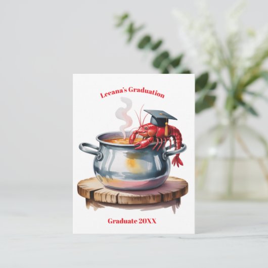 Funny Crawfish Graduation Postkarte (Stehend Vorderseite)