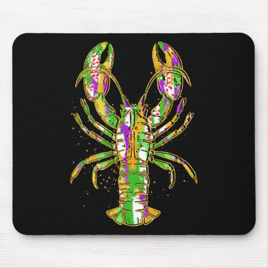Funny Crawfish Jester Beads Funny Mardi Gras Men W Mousepad (Vorne)