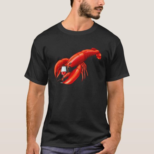 Funny Crawfish Wine Drinking Lobster   Men Women T-Shirt (Vorderseite)