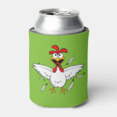 Funny Crazy Cartoon Chicken Wing Fling Dosenkühler (Kanne Vorderseite)