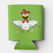 Funny Crazy Cartoon Chicken Wing Fling Dosenkühler (Rückseite)