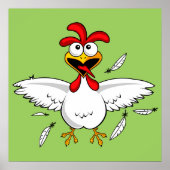 Funny Crazy Cartoon Chicken Wing Fling Poster (Vorne)