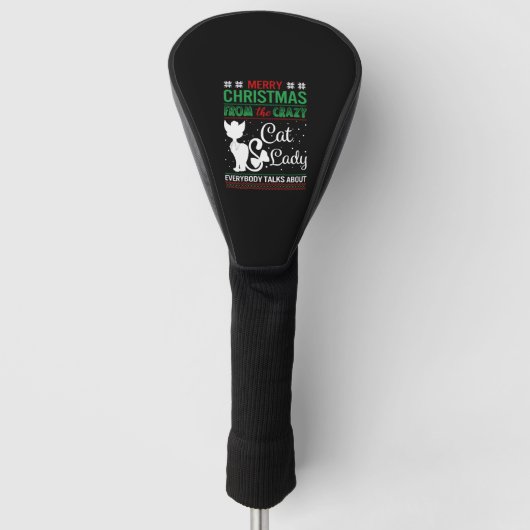 Funny Crazy Cat Lady Christmas Ugly Golf Headcover (Vorderseite)