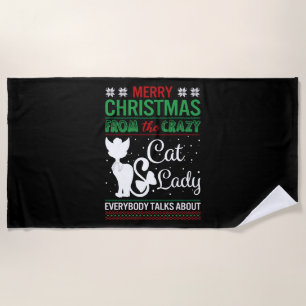 Funny Crazy Cat Lady Christmas Ugly Strandtuch