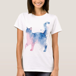 Funny Crazy Cat Lady Working From Home Watercolor  T-Shirt