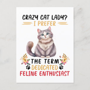 Funny Crazy Cat Lady Zitat Postkarte