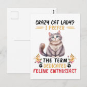 Funny Crazy Cat Lady Zitat Postkarte (Vorne/Hinten)