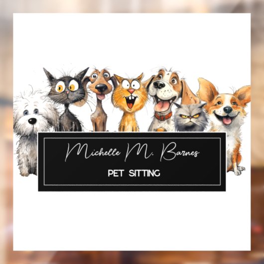 Funny Crazy Cats Hunde Haustiere Sitter Beruflich Fensteraufkleber (Blatt 2)