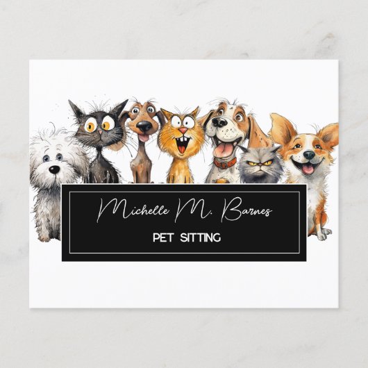 Funny Crazy Cats Hunde Haustiere Sitter Geschäft Flyer (Vorne)