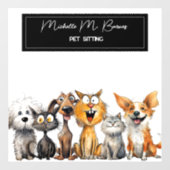 Funny Crazy Cats Hunde Haustiere Sitter Unternehme Fensteraufkleber (Blatt)